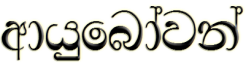 Ayubowan (in singhalesischen Schriftzeichen) -moege das Leben lang sein- auf Singhalesisch - Begruessungsformel in Sri Lanka